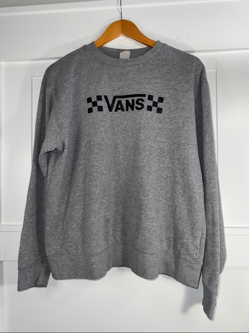 Vans Heather Gray Crew Sweatshirt with Black Logo